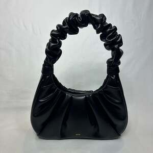 JW PEI Gabbi Ruched Hobo Handbag - Black Vegan Leather